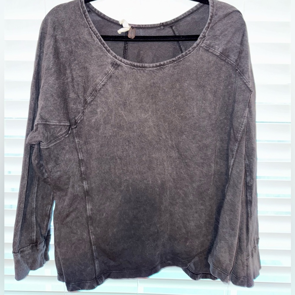 We The Free People Black Acid Wash Cupcake Sunrise Pullover